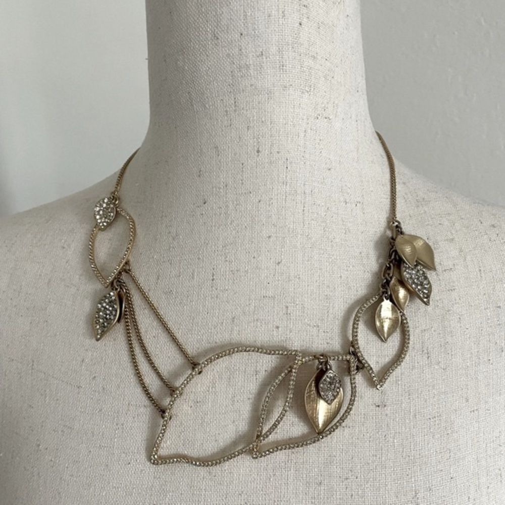 Gold Fall Leaf Statement Necklace - image 1